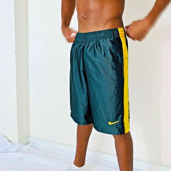 Nike Other - Nike Vintage Rare Dazzle Basketball Shorts Gray Gold Yellow Silky Satin Soft Med